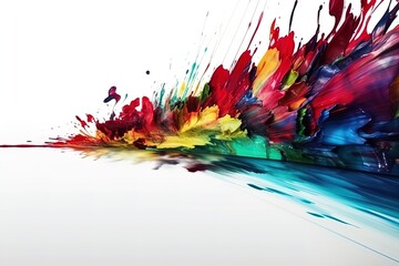 Colorful Liquid paint ink curved motion flow on isolated white background. Vivid color Fluid dynamic paint wave.