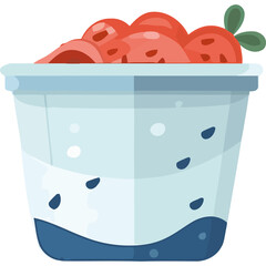 Wall Mural - Fresh organic tomatoes in a plastic container