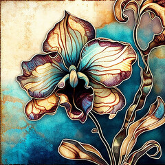 Wall Mural - Abstract orchid flower, bright botanical floral background