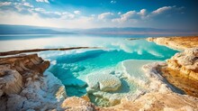 Mountain And The Blue Dead Sea In Israel. Generative AI