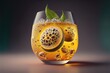 tropical fruit drink, orange lemon passion fruit drink, generative AI