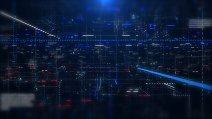 Leinwandbilder - Abstract big data structure futuristic network connection technology illustration. Abstract simple geometric shape with binary number code background.