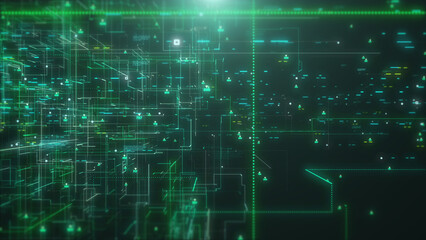 Leinwandbilder - Abstract technology network flowing illustration background. Global business data network. Plexus triangle and lines, dot dynamic moving structure platform.