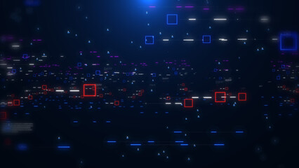 Leinwandbilder - Abstract big data structure futuristic network connection technology illustration. Abstract simple geometric shape with binary number code background.