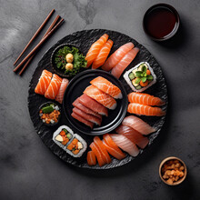 Deluxe Sushi Plate  ,generative Ai