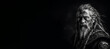 © JoelMasson - Black and white photorealistic studio portrait of a viking warrior on black background. Generative AI illustration