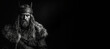 © JoelMasson - Black and white photorealistic studio portrait of a viking warrior on black background. Generative AI illustration