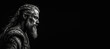 © JoelMasson - Black and white photorealistic studio portrait of a viking warrior on black background. Generative AI illustration