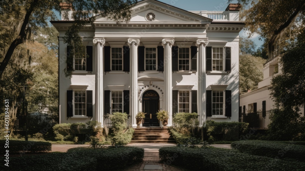 Home architecture design in Cape Cod Style with Gambrel roof constructed by Wood and Shingle material. Cape Cod style. Generative AI AIG25 .