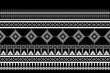 Ethnic pattern embroidery design for background or wallpaper and clothing. Geometric pattern design black and white.