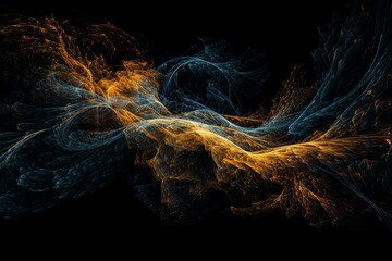 Wall Mural - Abstract luminous energy flow wave isolated on black background made with generative AI