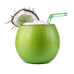 Wall Mural - Coconut Water Juice Isolated on Transparent Background - Generative AI
