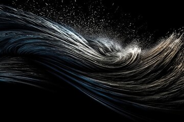 Wall Mural - Abstract energy flow wave isolated on black background made with generative AI