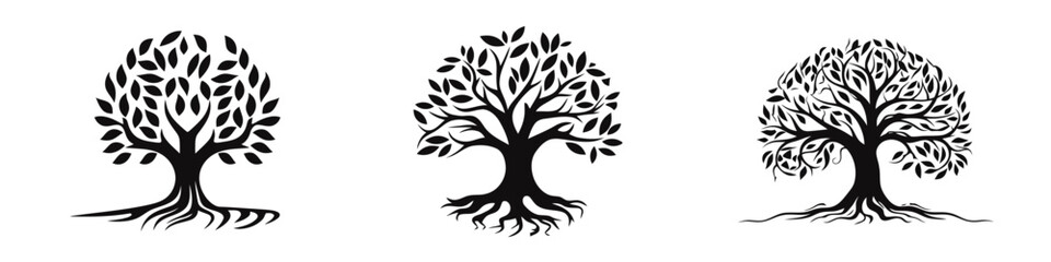 Set of logo tree. logo design vector illustration.