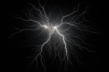 lightning strike on black background stormy sky made with generative ai