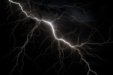 Wall Mural - Lightning strike on black background stormy sky made with generative AI