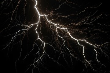 Wall Mural - Lightning strike on black background stormy sky made with generative AI