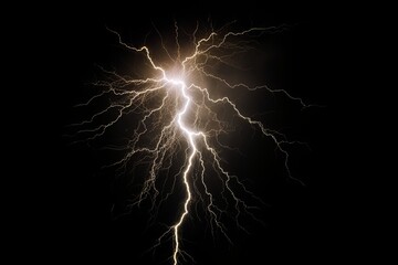 Wall Mural - Lightning strike on black background stormy sky made with generative AI