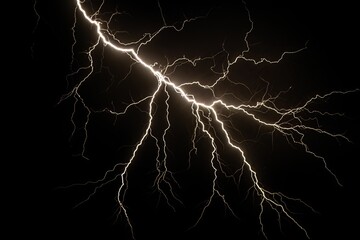 Wall Mural - Lightning strike on black background stormy sky made with generative AI