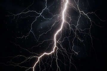 Wall Mural - Lightning strike on black background stormy sky made with generative AI