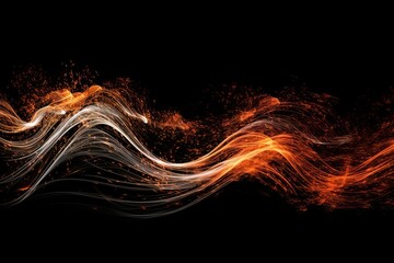 Wall Mural - Abstract luminous energy flow wave isolated on black background made with generative AI
