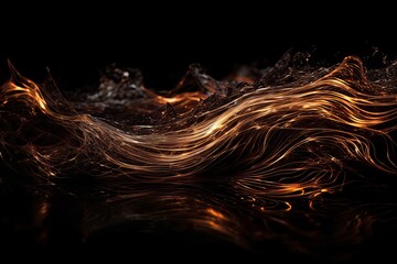 Wall Mural - Abstract luminous energy flow wave isolated on black background made with generative AI