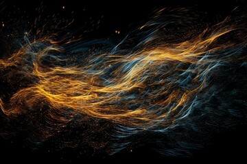 Wall Mural - Abstract luminous energy flow wave isolated on black background made with generative AI