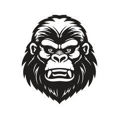 Wall Mural - gorilla mascot, vintage logo line art concept black and white color, hand drawn illustration