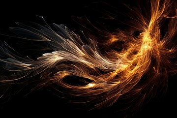 Wall Mural - Abstract luminous energy flow wave isolated on black background made with generative AI