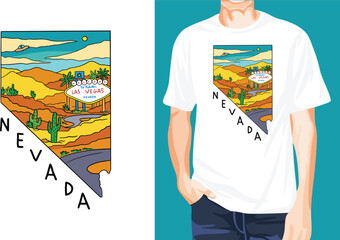 Wall Mural - Nevada State Skyline t-shirt design unique idea