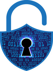 Closed Padlock on digital background, cyber security