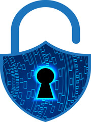 Closed Padlock on digital background, cyber security