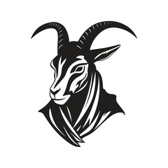 Sticker - springbok hooded, vintage logo line art concept black and white color, hand drawn illustration