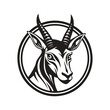 springbok mascot, vintage logo line art concept black and white color, hand drawn illustration
