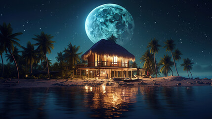 The night tropical island