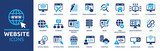 Fototapeta  - Website icon set. Containing web design, internet, content, SEO, hosting, server, homepage and e-commerce icon. Solid icon collection. Vector illustration.