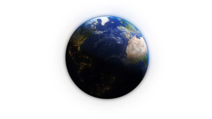 3d render big blue earth planet 3d illustration isolated transparent alpha png