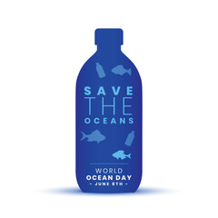 Wall Mural - international world ocean day background a call to save nature from plastic