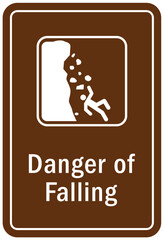 Canvas Print - Falling rock warning sign and labels danger of falling