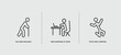 © Abstract - set of behavior and action thin line icons. behavior and action outline icons included old man walking, man working at desk, stick man jumping vector.