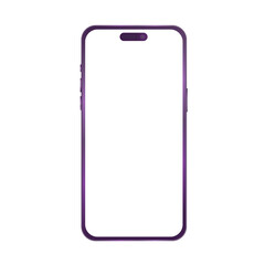 Wall Mural - purple iphone 14 pro with white screen on application white background , vector illustration