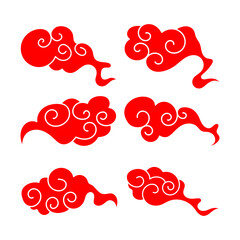 Red Chinese auspicious clouds vector image Set