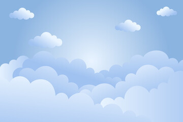 colorful pastel cartoon clouds with sky background.