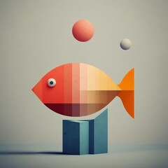 Wall Mural - Abstract modern little fish. Generative AI