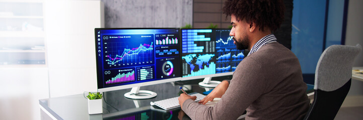 Wall Mural - Financial Business Analytics Data Dashboard