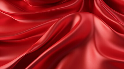 Wall Mural - Red silk silky satin fabric elegant extravagant luxury wavy shiny luxurious shine drapery background wallpaper seamless abstract showcase backdrop artistic design presentation material texture