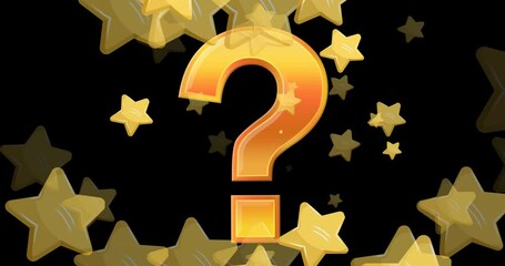 Wall Mural - animation of stars falling over question mark