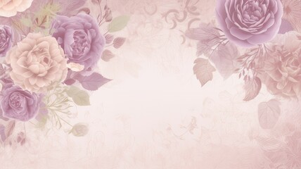  background with pink roses. Generative AI