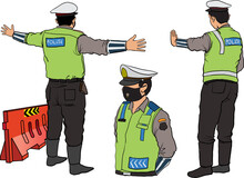Illustration Of Traffic Police In Indonesia