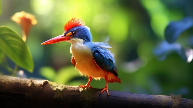 Oriental Dwarf Kingfisher. Generative AI